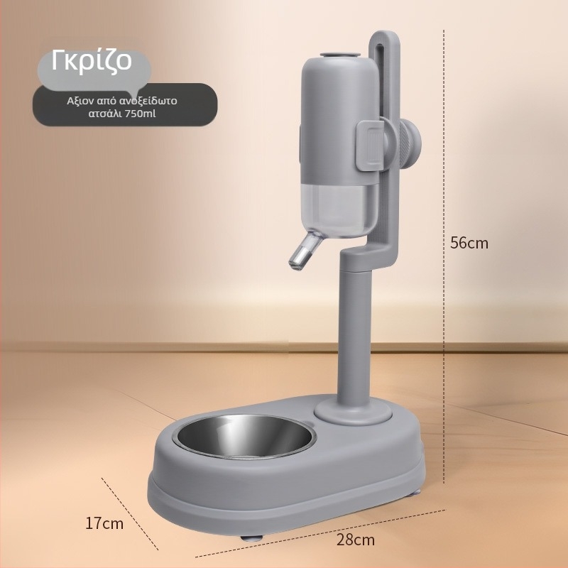 Αυτόματο ποτιστικό για κατοικίδια με διπλό μπολ από ανοξείδωτο ατσάλι, ανθεκτικό σε χτυπήματα, ρυθμιζόμενη σίτιση