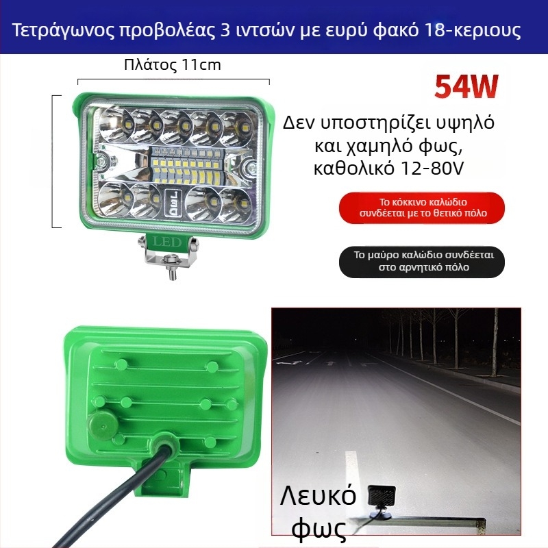 Αντίστροφος LED φανός με μεγάλο πεδίο όρασης – 12–24V, Cree LED, IP67, 50 440 lm