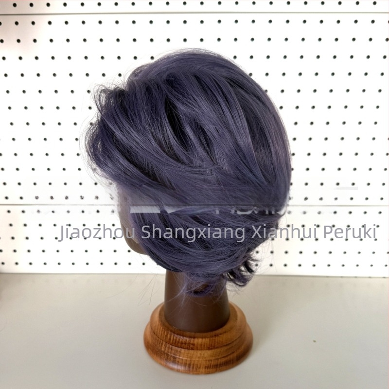 Περούκα cosplay με lace-front, κοντό μήκος, θερμοανθεκτικά νήματα, χειροποίητη πλέξη μπροστινού τμήματος