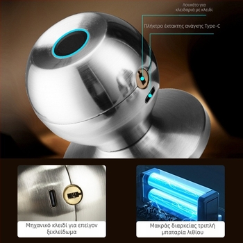 Έξυπνο σφαιρικό κλείδωμα πόρτας με τρεις ράβδους για εσωτερικές ξύλινες πόρτες, αποθήκευση δακτυλικών αποτυπωμάτων 50, τροφοδοσία DC, εξ αποστάσεως ξεκλείδωμα