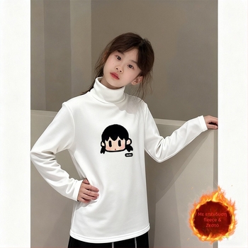 Κοριτσίστικη θερμική μπλούζα με ψηλό λαιμό, ύφασμα Derong, 95% πολυεστέρας, μακριά μανίκια, χωρίς κουκούλα, για κορίτσια άνω των 8 ετών, άνοιξη και φθινόπωρο