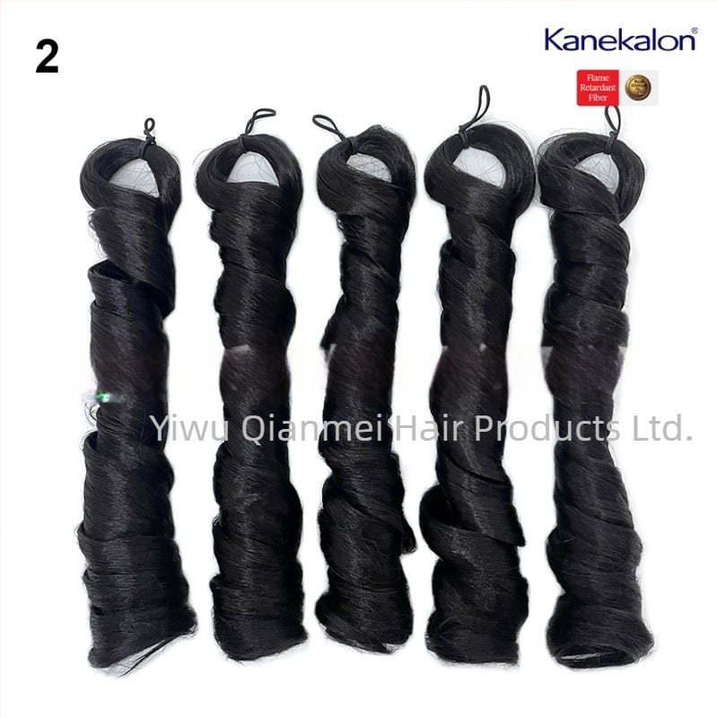 Περούκα με 5x γαλλικές μπούκλες, μεσαίο μήκος, 240g Kanekalon, φυσικό στυλ