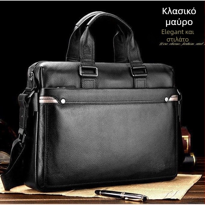 Επιχειρηματική τσάντα από PU υλικό, επένδυση από δέρμα βοοειδών, σχέδιο χιαστί/χειρός, μεγάλη χωρητικότητα, κατάλληλη για επαγγελματικά ταξίδια