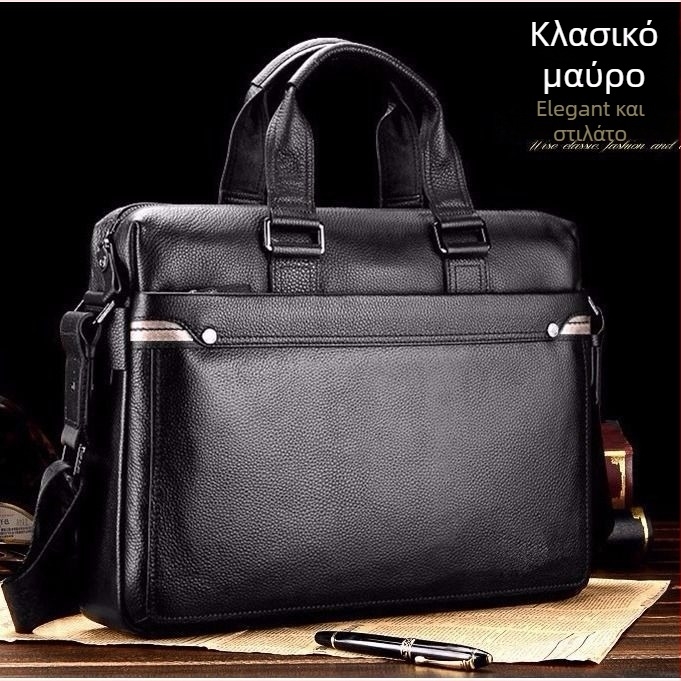 Επιχειρηματική τσάντα από PU υλικό, επένδυση από δέρμα βοοειδών, σχέδιο χιαστί/χειρός, μεγάλη χωρητικότητα, κατάλληλη για επαγγελματικά ταξίδια