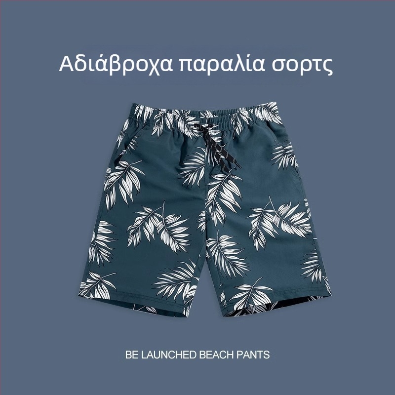 Ανδρικά καλοκαιρινά σορτς παραλίας, χαλαρή εφαρμογή, γρήγορο στέγνωμα, λεπτό ύφασμα πολυεστέρα 95%, εκτύπωση