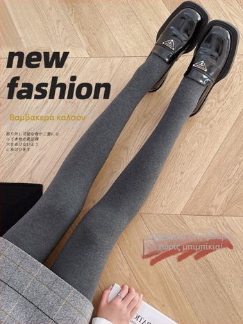 Γυναικείες All-in-One παντελόνες – φλίς επένδυση, παχιές και ζεστές, σφιχτή εφαρμογή, μονόχρωμες, βαμβάκι-πολυεστέρα, μήκος παντελόνι, άνοιξη 2023