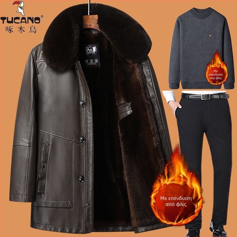 Γνήσιο δερμάτινο σακάκι από δέρμα προβάτου, επενδυμένο με φλίς, φερμουάρ, εφαρμοστό κόψιμο