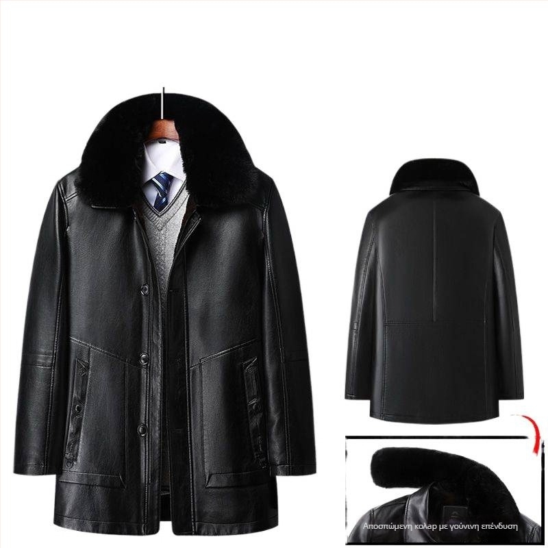 Γνήσιο δερμάτινο σακάκι από δέρμα προβάτου, επενδυμένο με φλίς, φερμουάρ, εφαρμοστό κόψιμο