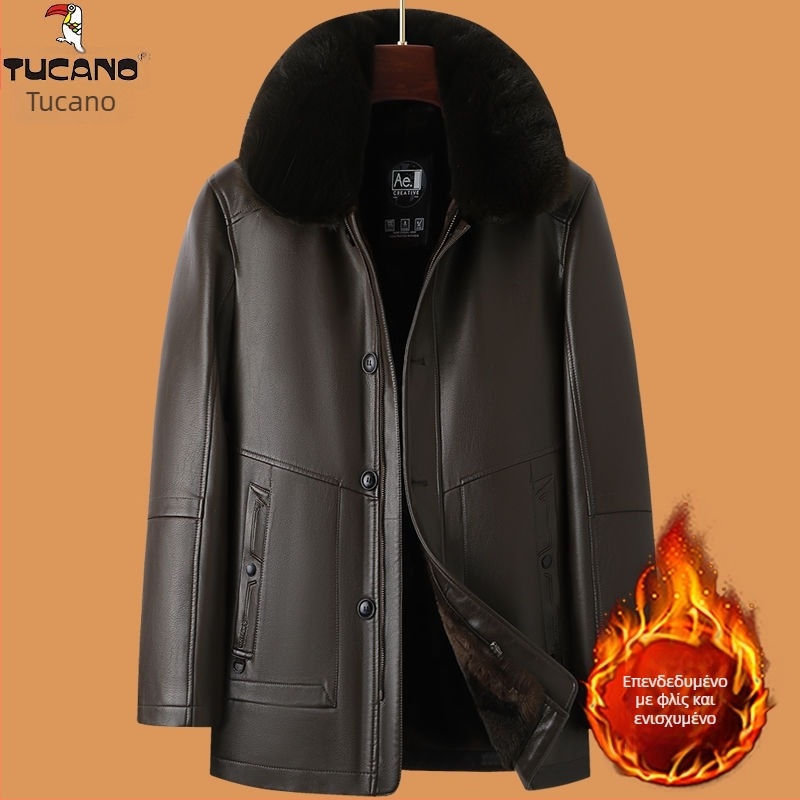 Γνήσιο δερμάτινο σακάκι από δέρμα προβάτου, επενδυμένο με φλίς, φερμουάρ, εφαρμοστό κόψιμο