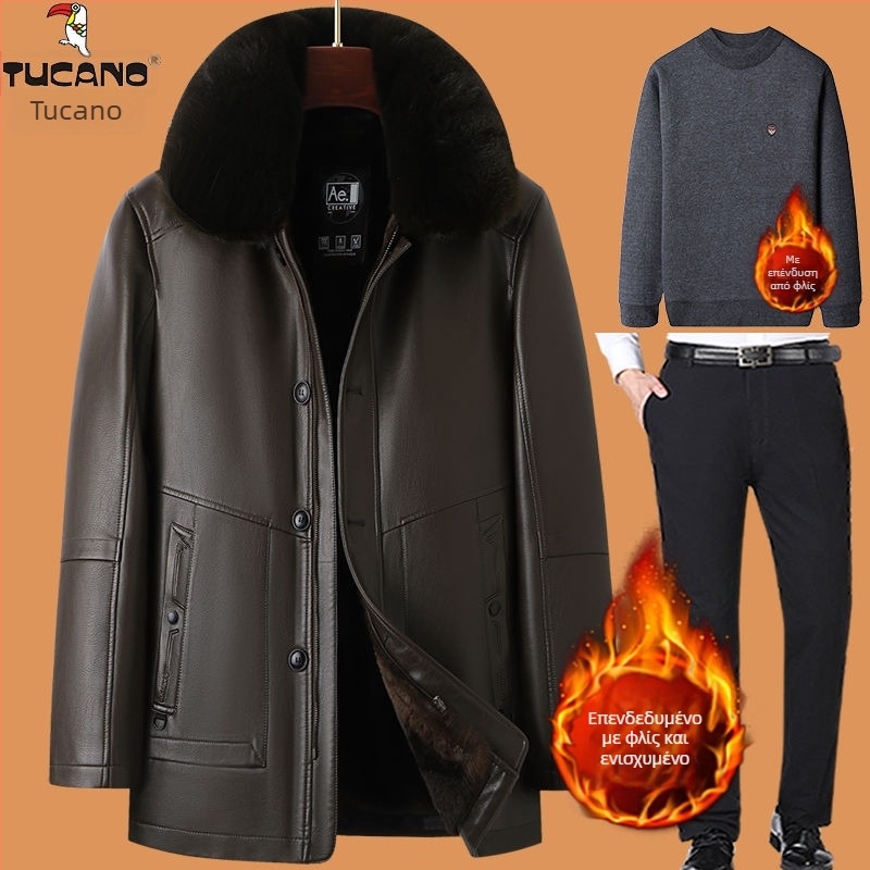 Γνήσιο δερμάτινο σακάκι από δέρμα προβάτου, επενδυμένο με φλίς, φερμουάρ, εφαρμοστό κόψιμο