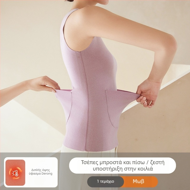 Γυναικείο θερμικό γιλέκο με patch μπροστά και πίσω, θέρμανση, παχύ ύφασμα πολυεστέρα