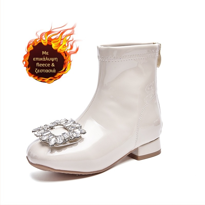 Μποτάκια Μάρτιν για κορίτσια, 7–12 ετών, με πλευρικό φερμουάρ, χαμηλός σωλήνας, PU πάτος, σόλα καουτσούκ