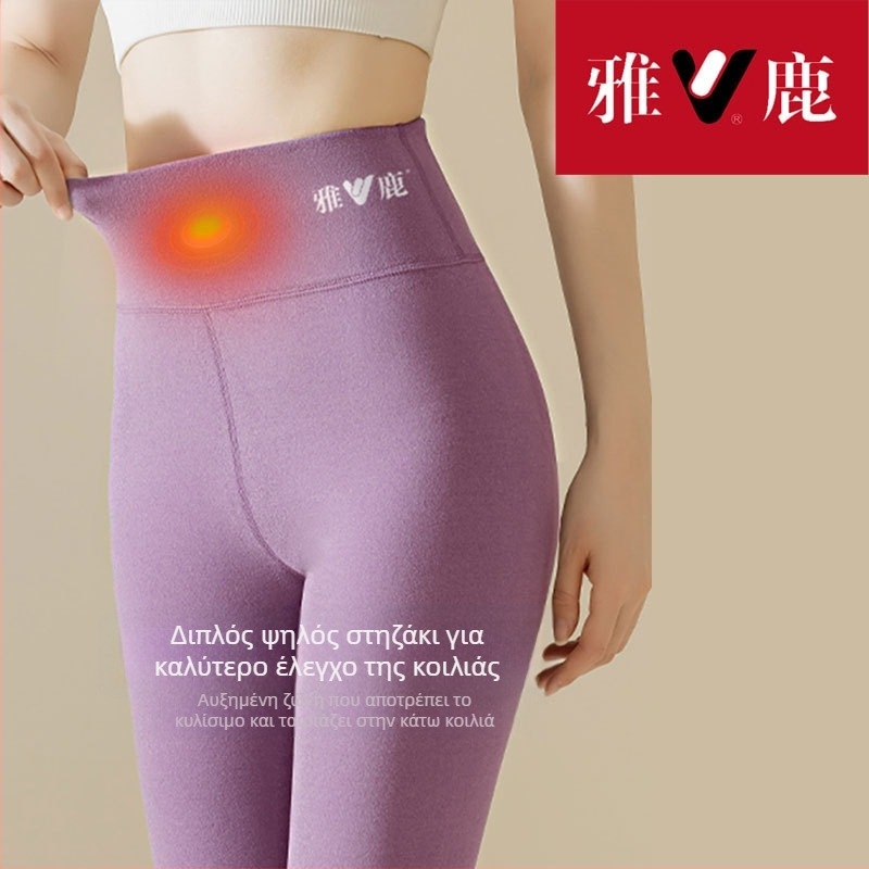 Γυναικείες θερμικές παντελόνες με υψηλή μέση, κατιονική ύφανση, βελούδινο εσωτερικό, 90–95% πολυεστέρας, πάχος 201–250 g/m2