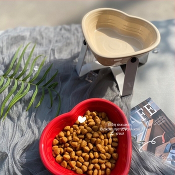 Πορσελάνινο μπολ κατοικίδίων σε σχήμα καρδιάς για γάτες και μικρά σκυλιά