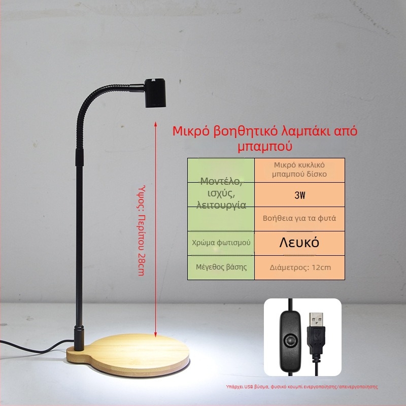 LED φως ανάπτυξης φυτών για παχύφυτα και φυτά σε γλάστρες - πλήρες φάσμα, 3W, 0,5 kg
