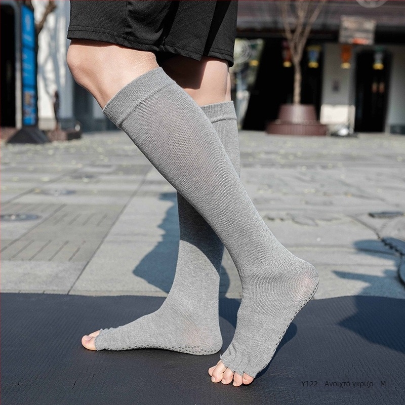 Μακριές αντιολισθητικές κάλτσες yoga με ανοιχτό δάχτυλο, βαμβακερές κάλτσες με δάχτυλα, αναπνεύσιμες, ριγέ σχέδιο