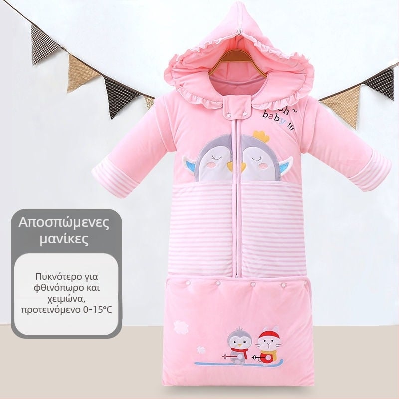 Παιδικός υπνόσακος φθινοπωρινός/χειμερινός, παχιά βαμβακερή ύφανση, στυλ καρτούν, κουβέρτα anti-kick