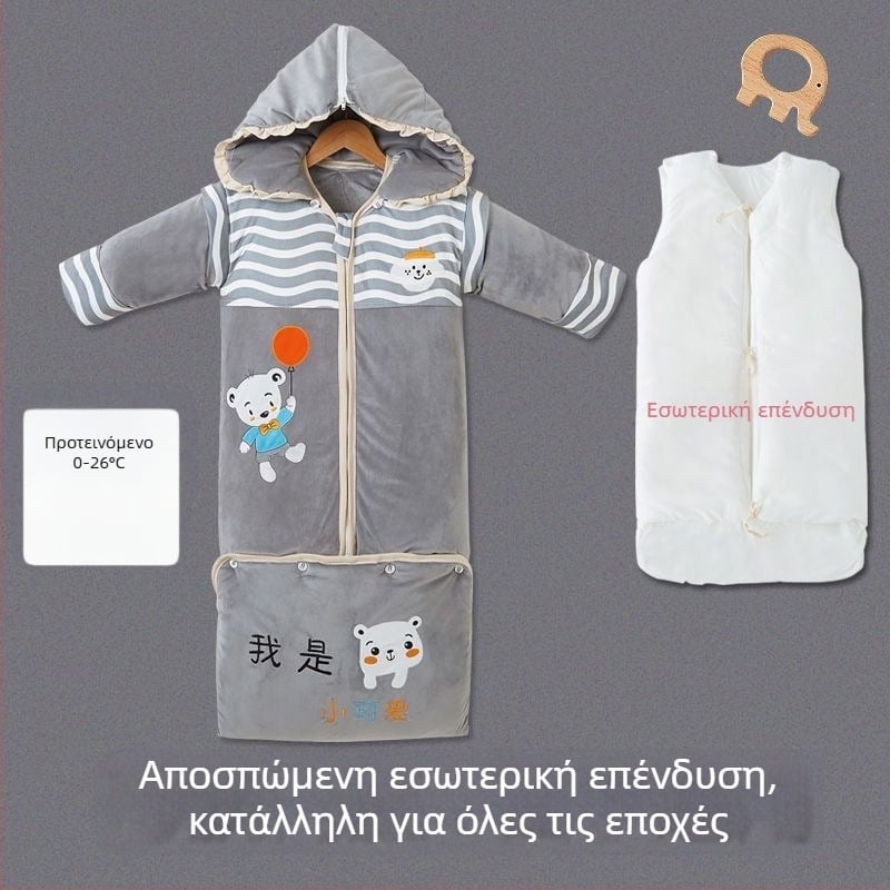 Παιδικός υπνόσακος φθινοπωρινός/χειμερινός, παχιά βαμβακερή ύφανση, στυλ καρτούν, κουβέρτα anti-kick