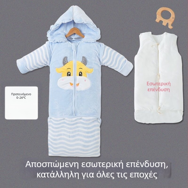 Παιδικός υπνόσακος φθινοπωρινός/χειμερινός, παχιά βαμβακερή ύφανση, στυλ καρτούν, κουβέρτα anti-kick
