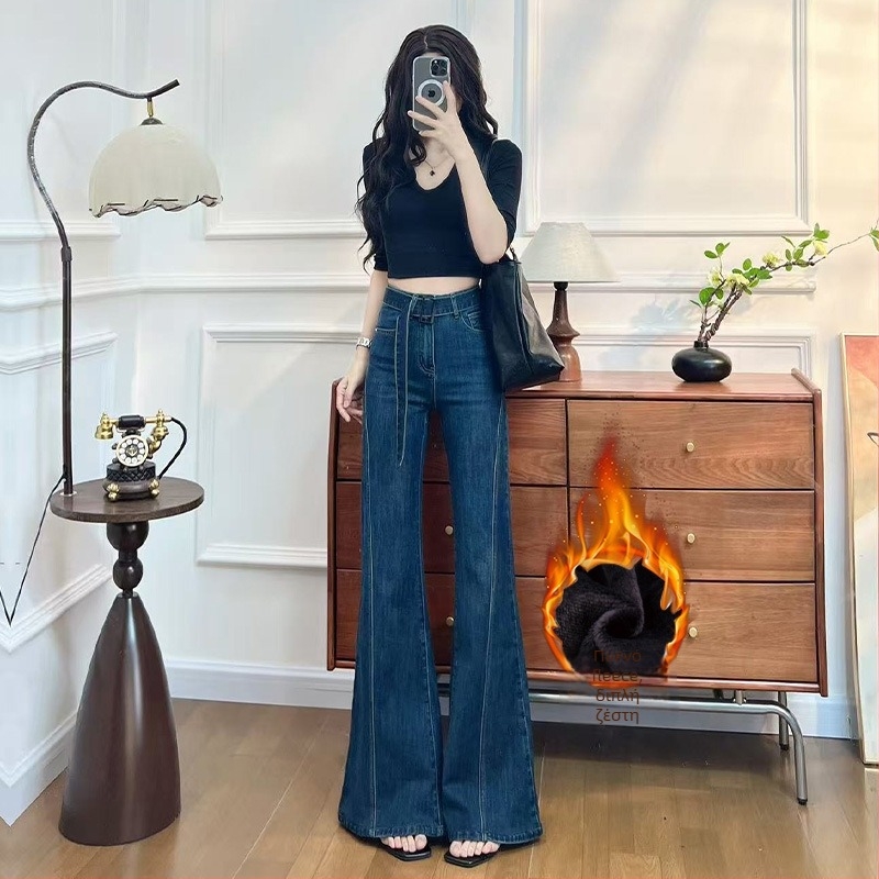 Τζιν με patchwork, ψηλή μέση, φαρδιά γραμμή, 70–80% βαμβάκι