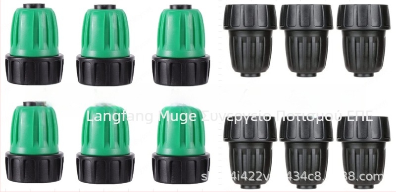 Σύνδεσμος σωλήνων PE για πόσιμο νερό με Τ, γωνία και μειωτικό Τ, με ασφάλιση με καρύδι, υλικό PE/POM, κατάλληλος για οικιακή κηπουρική και δημόσιους χώρους πρασίνου