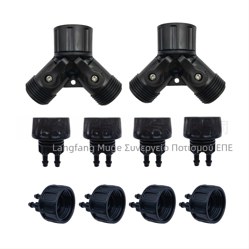 Σύνδεσμος σωλήνων PE για πόσιμο νερό με Τ, γωνία και μειωτικό Τ, με ασφάλιση με καρύδι, υλικό PE/POM, κατάλληλος για οικιακή κηπουρική και δημόσιους χώρους πρασίνου