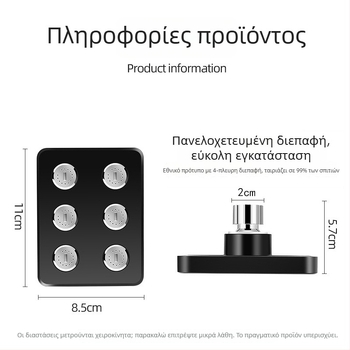 ABS κεφαλή ντους με άνω ψεκασμό και ροή καταρράκτη, λειτουργίες: ψεκασμός, φυσαλίδες και βροχή, εγκατάσταση με βίδες