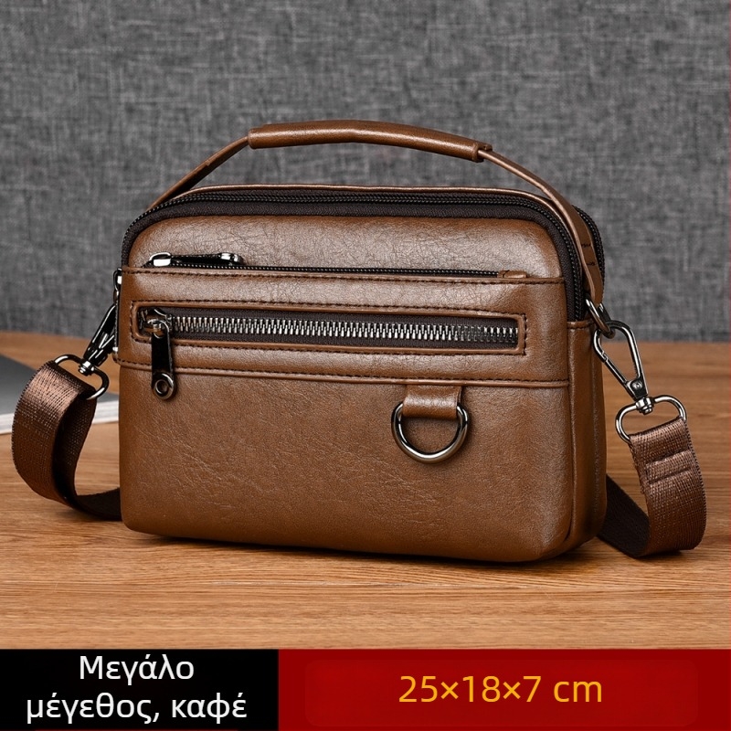 Ανδρικό τσαντάκι ώμου με αστικό μινιμαλιστικό στυλ, PU υλικό, επένδυση πολυεστέρα, γεωμετρικό σχέδιο, μάρκα Kati kangaroo