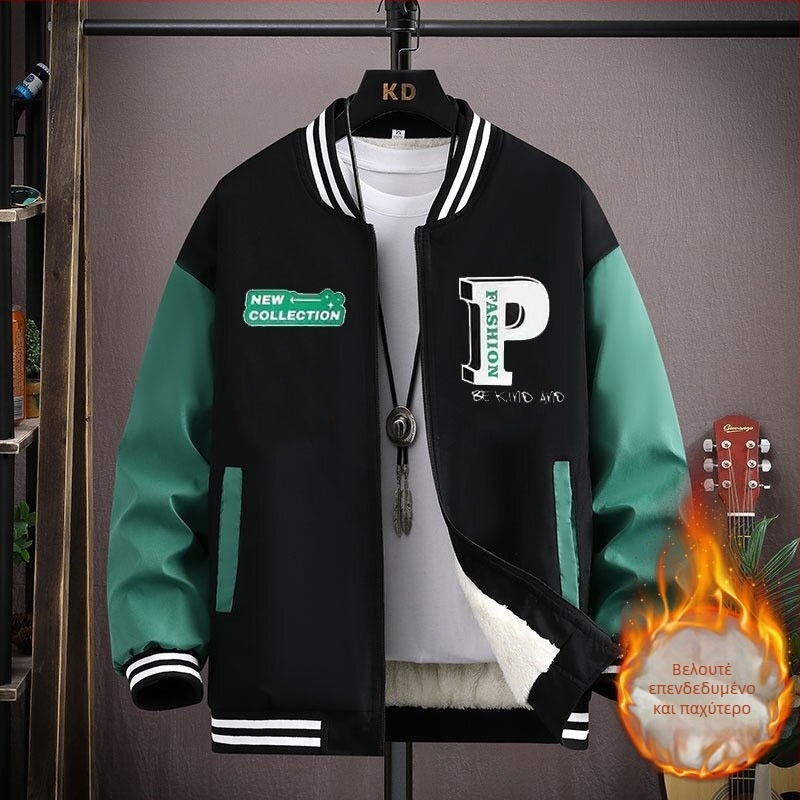 Corduroy μπουφάν baseball με κουκούλα για εφήβους αγόρια – επένδυση από γούνα κουνελιού, άνοιξη 2025, κορεατικό στυλ