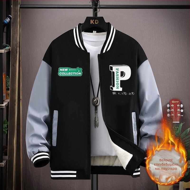 Corduroy μπουφάν baseball με κουκούλα για εφήβους αγόρια – επένδυση από γούνα κουνελιού, άνοιξη 2025, κορεατικό στυλ