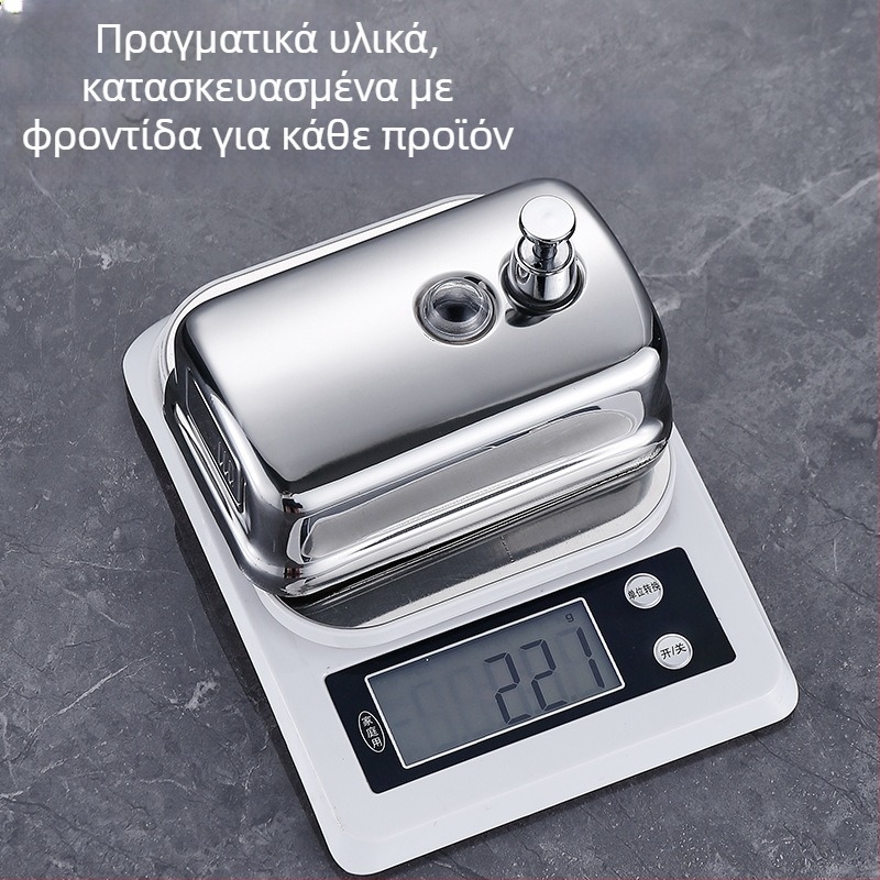 Δοχείο σαπουνιού από ανοξείδωτο χάλυβα 304, τοίχου μπάνιου, με χειροκίνητο πάτημα, απλός σχεδιασμός, εγκατάσταση με οπές