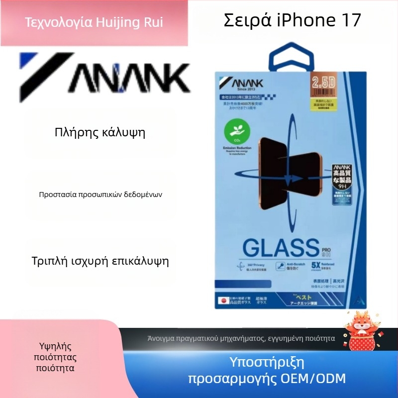 Anank 360° προστασία οθόνης με ιδιωτικότητα για iPhone 17 Pro – Tempered glass, εμπρόσθιο φιλμ, προστασία από παρακολούθηση, πλήρης κάλυψη οθόνης, ματ φινίρισμα