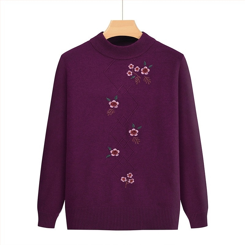 Πουλόβερ με μισοψηλή λαιμόκοψη, βαμβακο-μίγμα ύφασμα, μακριά μανίκια, πολυεστέρας έως 30%, Άνοιξη 2024, κινέζικο στυλ, λογοτεχνικό ρετρό