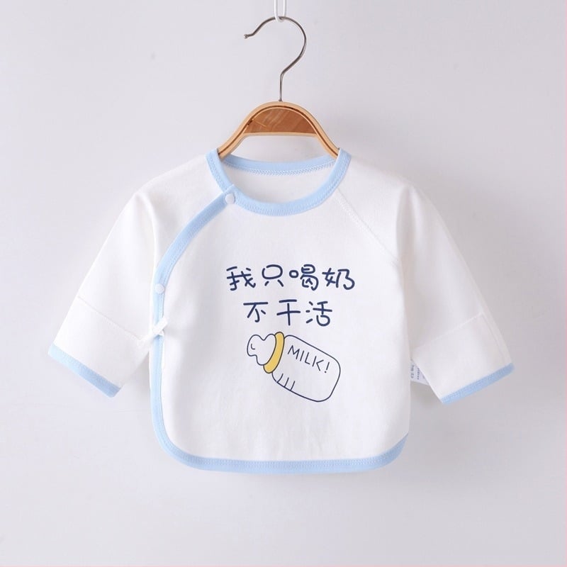 Νεογέννητο μακρυμάνικο τοπ από 100% βαμβάκι, βουρτσισμένο απαλό φινίρισμα, τεσσάρων εποχών, 0–12 μηνών