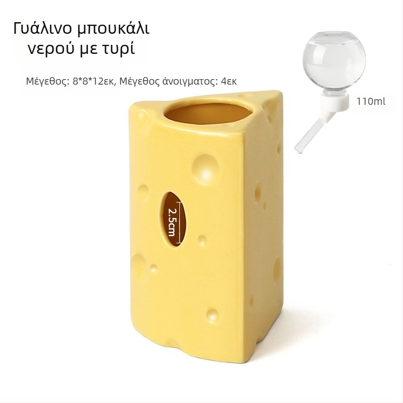 Κεραμική φωλιά για χάμστερ σε σχήμα τυρί-μπέργκερ για καλοκαιρινό δροσισμό (Υλικό: Κεραμικό; Σχήμα: Τυρί-μπέργκερ; Εποχή: Καλοκαίρι; Στυλ: Κινούμενο σχέδιο; Χρήση: Εσωτερική)