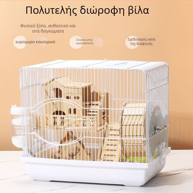 Κλουβί για χάμστερ με πολυτελή μικρή κατοικία – πλαστικό, ασφαλές για το δάγκωμα, βασικό σετ