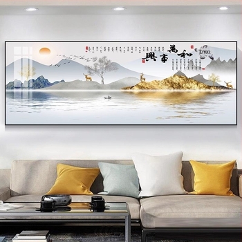 Πίνακας τοίχου σαλονιού με τοπίο, μονόπανελ σε μεταλλικό πλαίσιο, κεραμικά κρύσταλλα