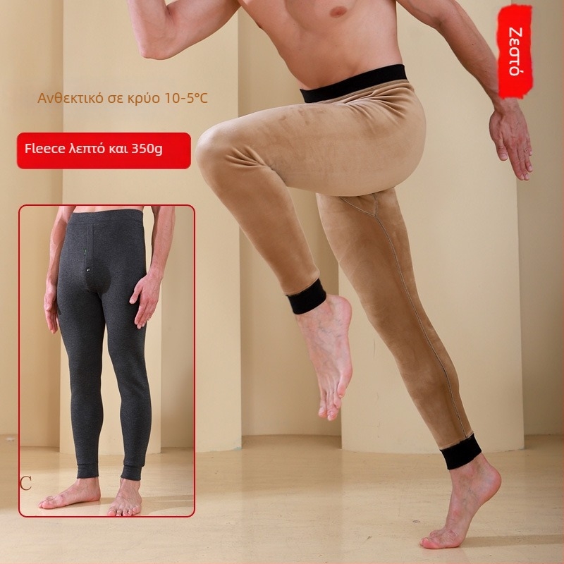 Ανδρικά θερμοπαντελόνια με φλίς επένδυση, υψηλή μέση, διπλό στρώμα, πολυεστερικό ύφασμα