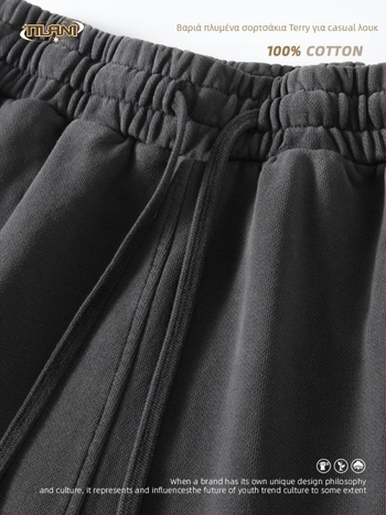 Ανδρικά και γυναικεία βαμβακερά σορτς με κορδόνι, χαλαρή γραμμή, μικροελαστικότητα, casual street style για καθημερινή χρήση