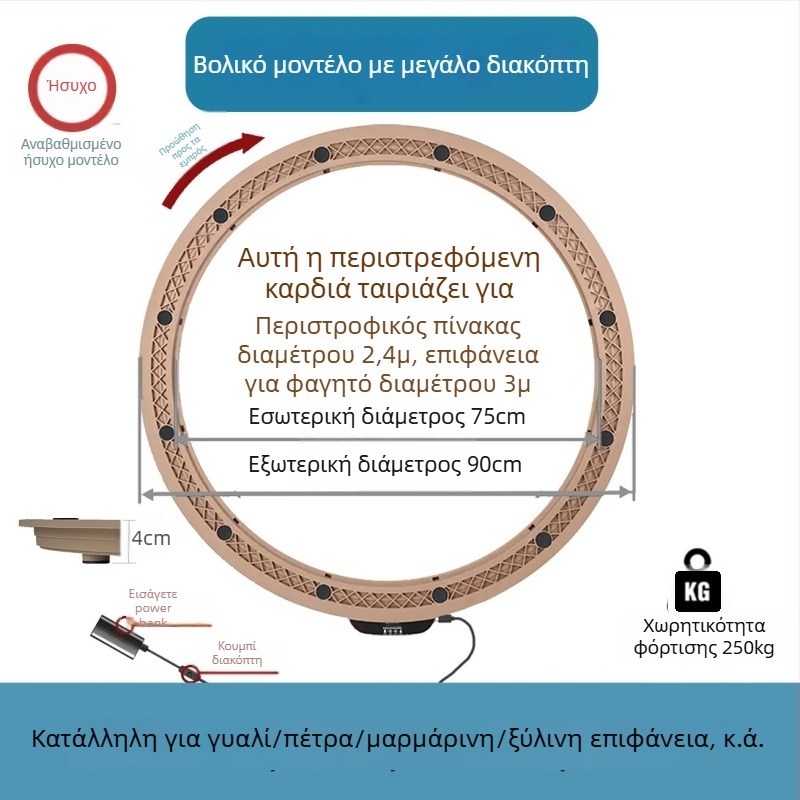 Ηλεκτρική περιστροφική πλατφόρμα τραπεζιού — υλικό πλαστικό; μάρκα Jinpaili hardware; στυλ ιταλικός μινιμαλισμός; καθολική χρήση