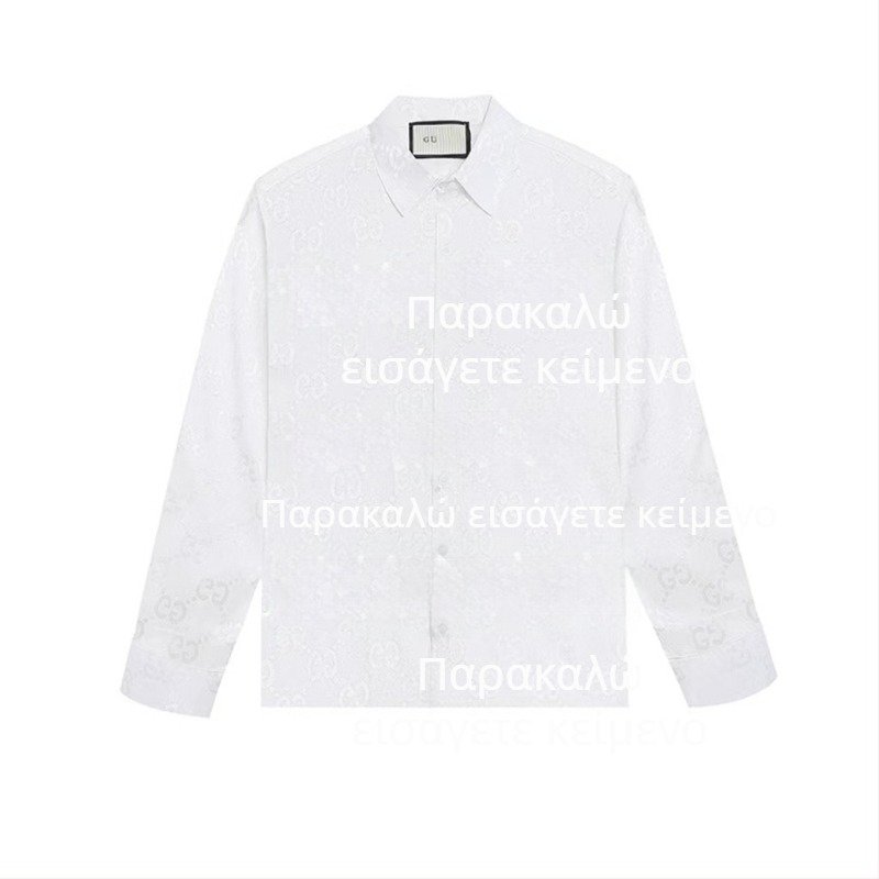 Πουκάμισο με μακριά μανίκια, πλήρες τύπωμα και Velcro, χαλαρή γραμμή, γιακά πέτο και κεντήματα