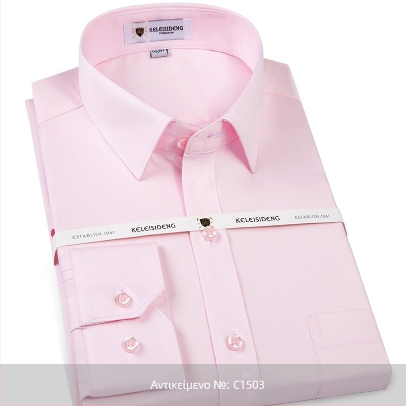 Αντρικό πουκάμισο με μακριά μανίκια από μερκερισμένο βαμβάκι, χωρίς σιδέρωμα, τετράγωνος γιακάς, 100% βαμβάκι