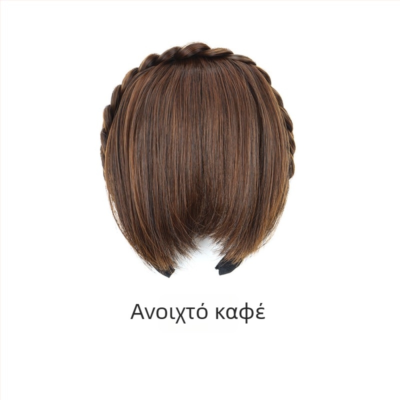 Περούκα με φράντζες και πλέξη ψαροκόκαλο, δαχτυλίδι κεφαλής, από σύρμα υψηλής θερμοκρασίας, για γυναίκες, όχι βαφή με ζεστές μεθόδους