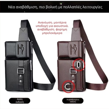 Ανδρική τσάντα μέσης από PU δέρμα, αδιάβροχη, πολυεστερική επένδυση, στυλ δρόμου, για επιχειρηματικά ταξίδια