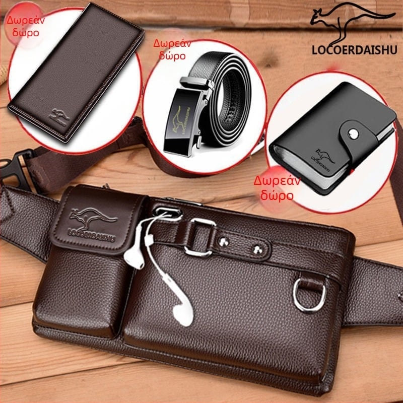 Ανδρική τσάντα μέσης από PU δέρμα, αδιάβροχη, πολυεστερική επένδυση, στυλ δρόμου, για επιχειρηματικά ταξίδια