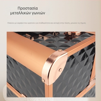 Parkerville Κλειδωμένη Φορητή Θήκη Καλλυντικών Μεγάλης Χωρητικότητας, Πολυεπίπεδη Διαχωριστική Δομή, Με Μεταλλικό Κέλυφος, Με Ρόδες