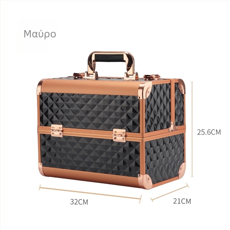 Parkerville Κλειδωμένη Φορητή Θήκη Καλλυντικών Μεγάλης Χωρητικότητας, Πολυεπίπεδη Διαχωριστική Δομή, Με Μεταλλικό Κέλυφος, Με Ρόδες