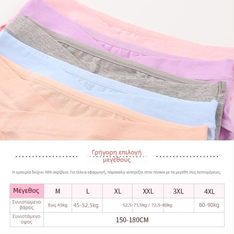 Γυναικείο εσώρουχο εγκυμοσύνης - Πλήρες βαμβάκι, χαμηλή μέση για στήριξη κοιλιάς, διαπνοή, για μέση έως όψιμη κύηση και μετά τον τοκετό