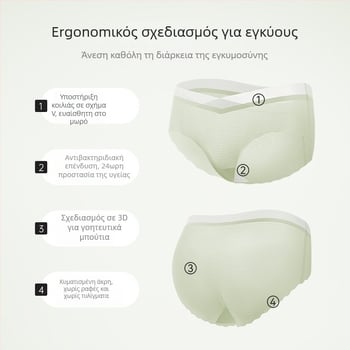 Εγκυμοσύνης βαμβακερά εσώρουχα, με ψηλή μέση για στήριξη της κοιλιάς, επένδυση από βαμβάκι, πλέξη 40s, αναπνεόμενα