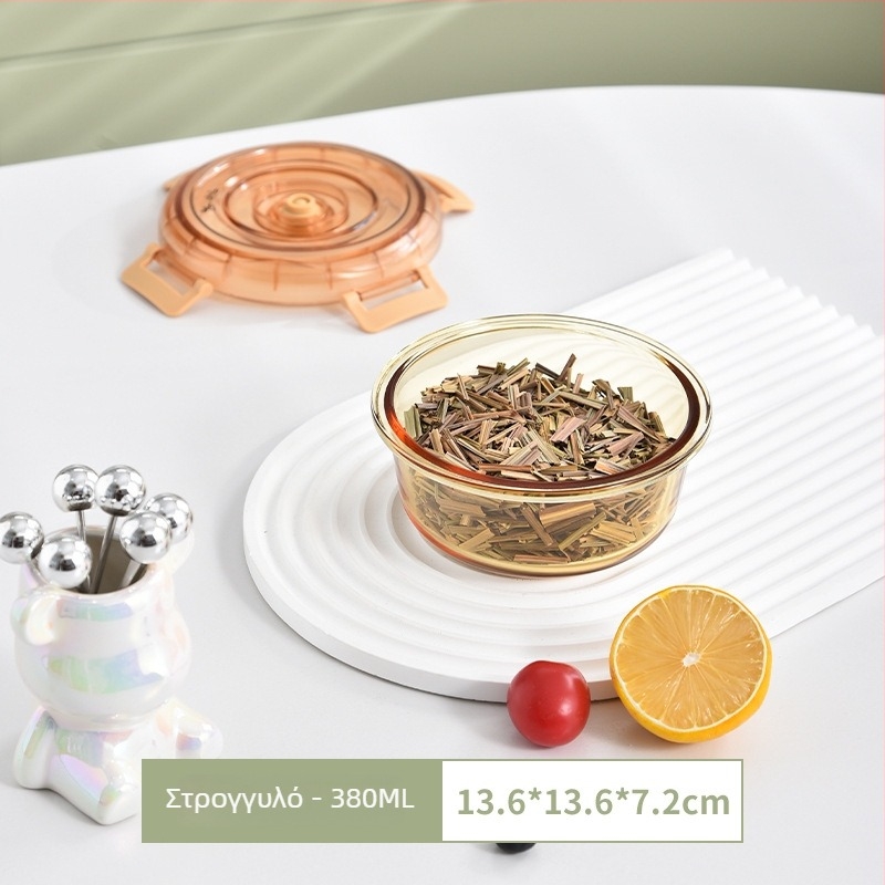 Γυάλινο κουτί για μεσημεριανό με δύο διαμερίσματα, φιλικό προς τα τρόφιμα γυαλί, διατήρηση φρεσκάδας, κατάλληλο για φούρνο μικροκυμάτων